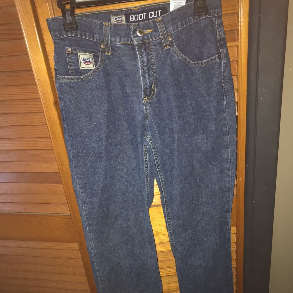pair of boot cut jeans